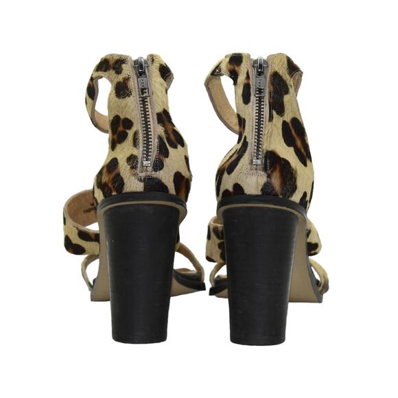 A6 Auth FREE PEOPLE Leopard Print Hair Block Hi Heel Ankle Strap Sandals Size 40 - Picture 6 of 9